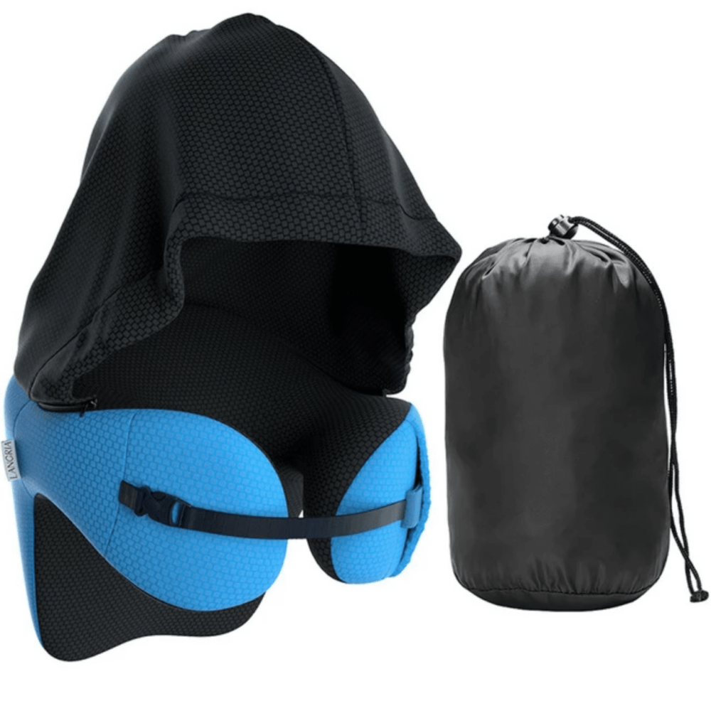 Airplane Travel Foldable Neck Support Pillow with Hood