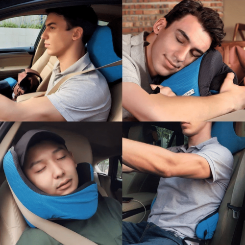Airplane Travel Foldable Neck Support Pillow with Hood