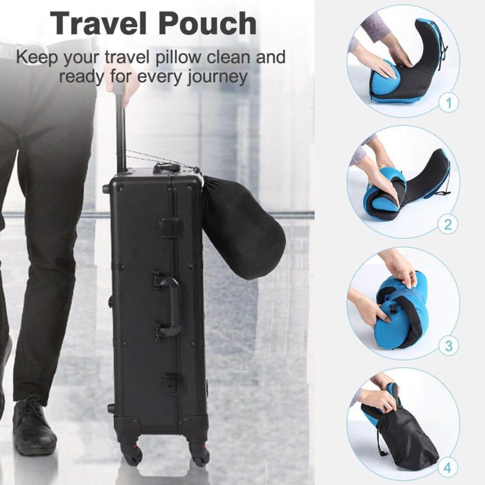 Airplane Travel Foldable Neck Support Pillow with Hood