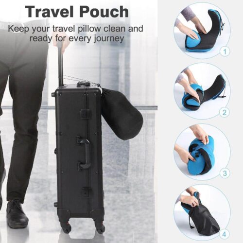 Airplane Travel Foldable Neck Support Pillow with Hood