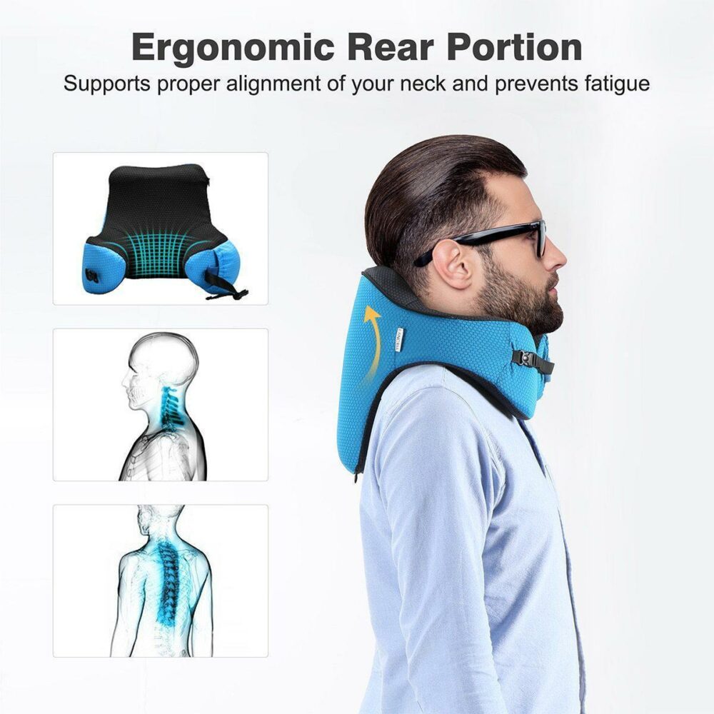 Airplane Travel Foldable Neck Support Pillow with Hood