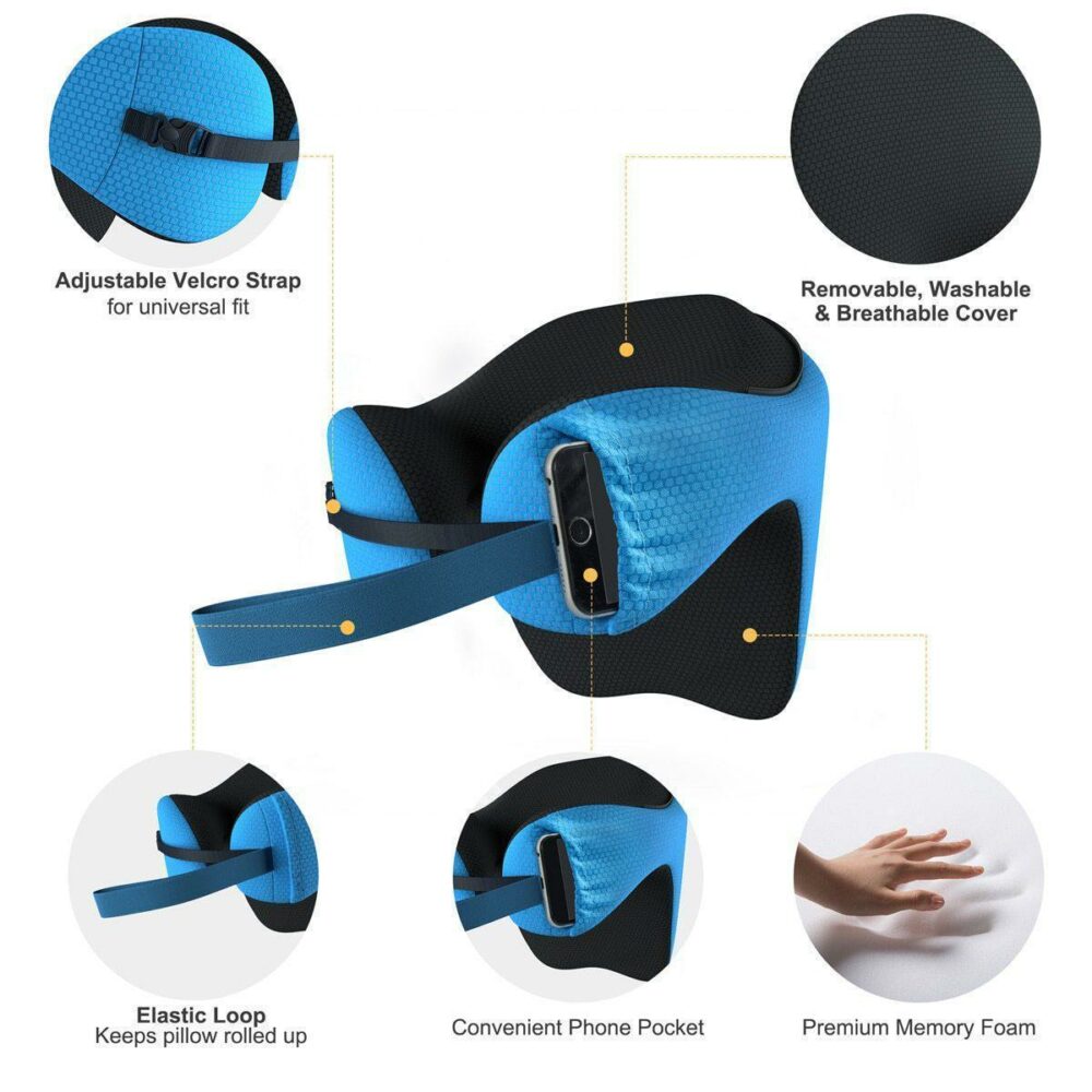 Airplane Travel Foldable Neck Support Pillow with Hood