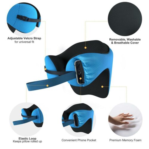 Airplane Travel Foldable Neck Support Pillow with Hood